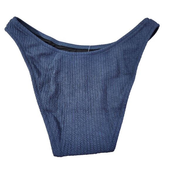 J. Crew Teal Textured Curved Waist Cheeky Bikini Bottom New With Tags Women's S - Picture 2 of 15